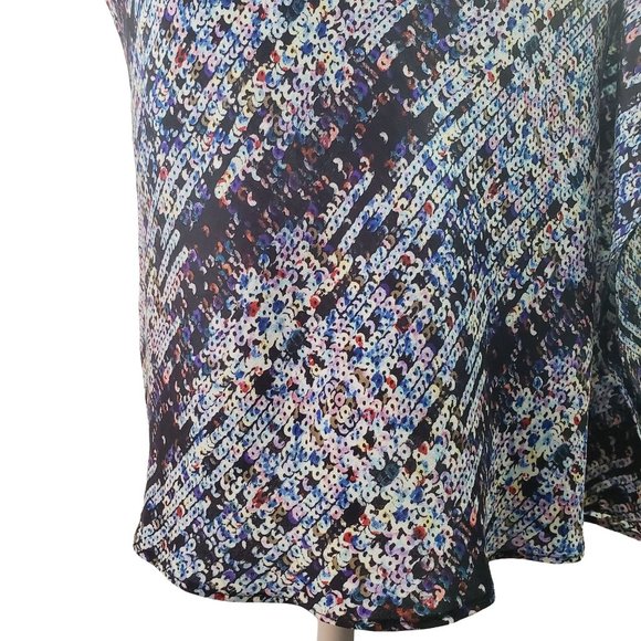 Gemma One Shoulder Sequin Print 100% Silk Slip Dress, Sz XS - Picture 7 of 9